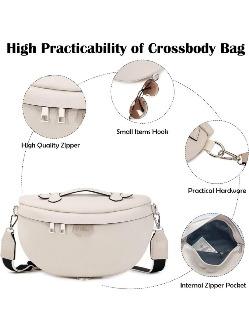 Stylish Leather Crossbody Bag for Women - Versatile Sling Purse & Fanny Pack - Picture 7 of 9